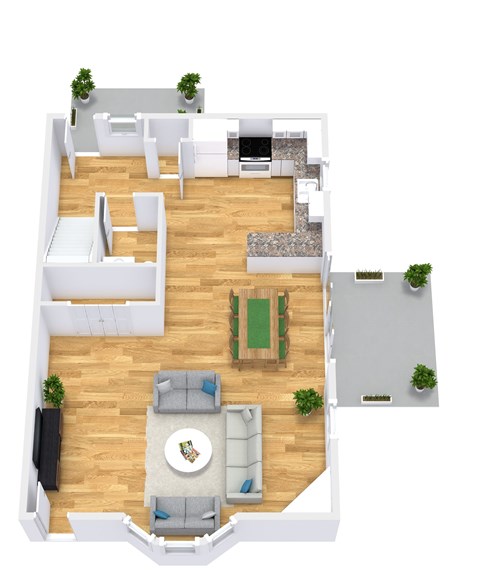Floor plan for 3 beds, 1.5 baths, 1400 sqft